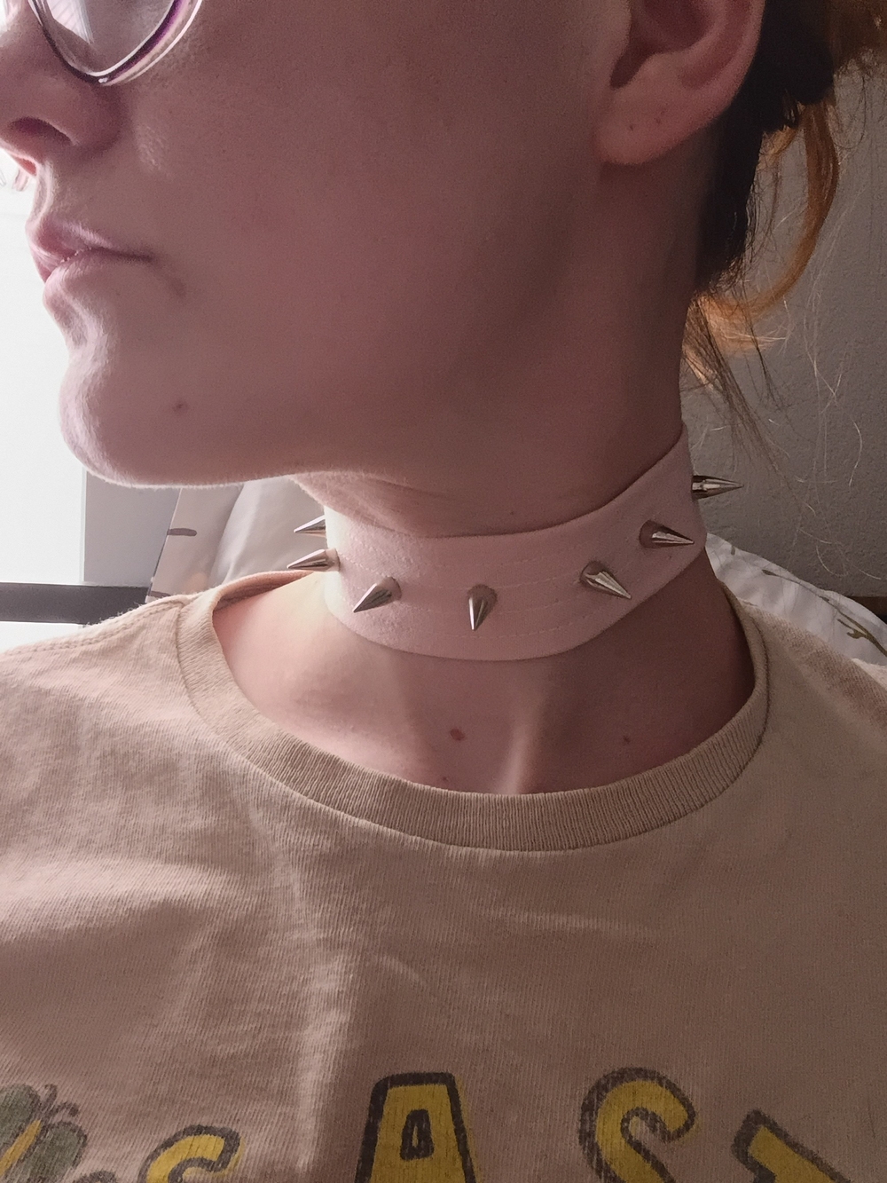 Handmade Pink Spike Choker Necklace